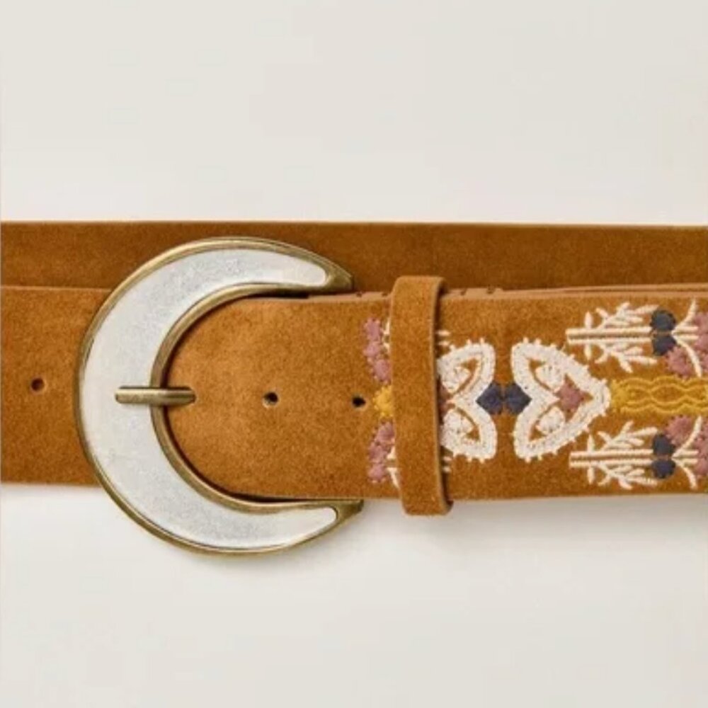 Free People Fleur Waist Belt – Embroidered Leather Boho Belt | M/L | NWOT - Picture 4 of 15